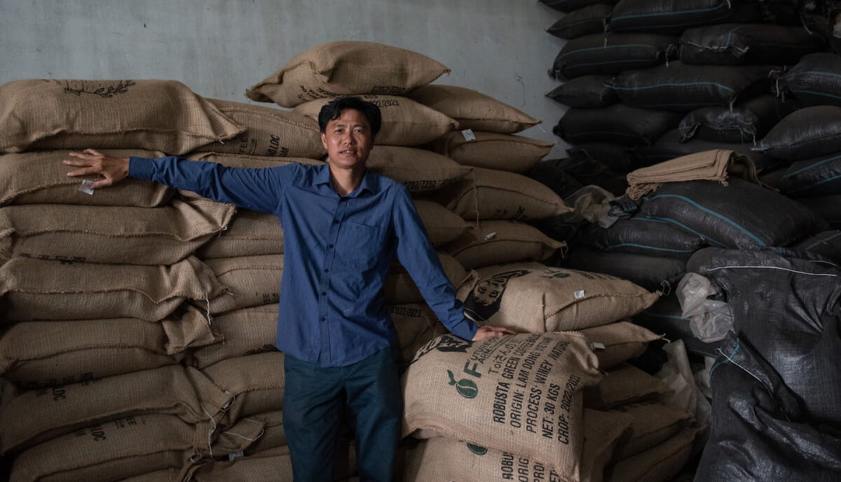 Producer Toi Nguyen at his coffee factory. (Thanh Hue for The Washington Post)